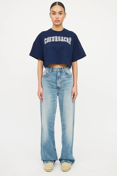 AMI Paris Embroidered Cropped T-Shirt