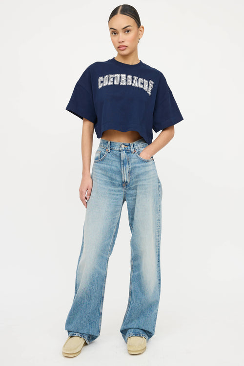 AMI Paris Embroidered Cropped T-Shirt