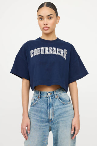 AMI Paris Embroidered Cropped T-Shirt