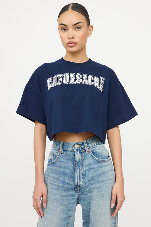 AMI Paris Embroidered Cropped T-Shirt