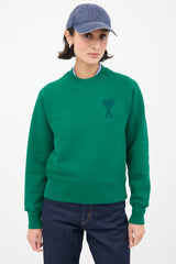 AMI Paris Green Ami de Cœur Crewneck Sweatshirt