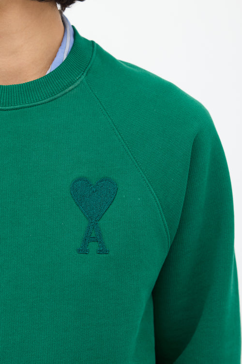 AMI Paris Green Ami de Cœur Crewneck Sweatshirt