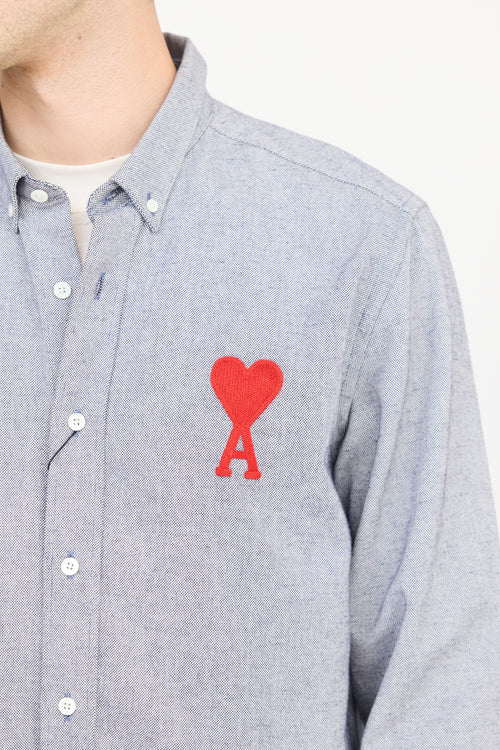 AMI Paris Grey & Red Heart Logo Shirt