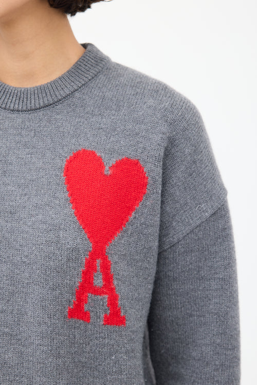 Grey Wool Ami de Cœur Sweater