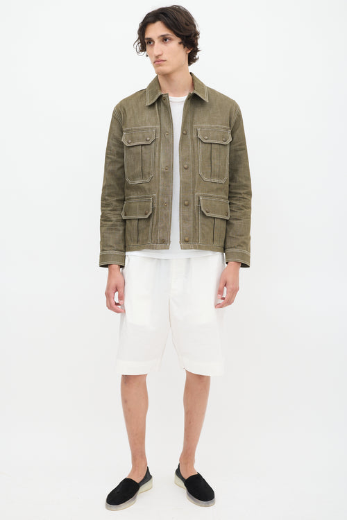 AMI Paris Khaki Green Denim Chore Jacket