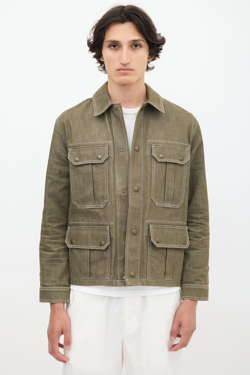 AMI Paris Khaki Green Denim Chore Jacket