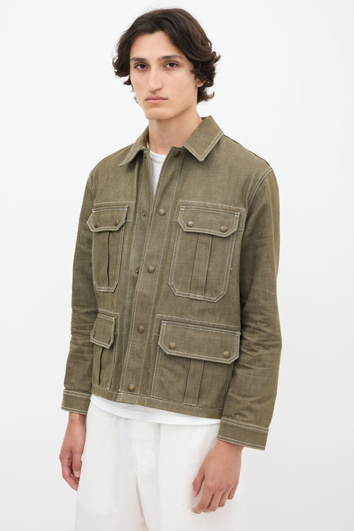 AMI Paris Khaki Green Denim Chore Jacket