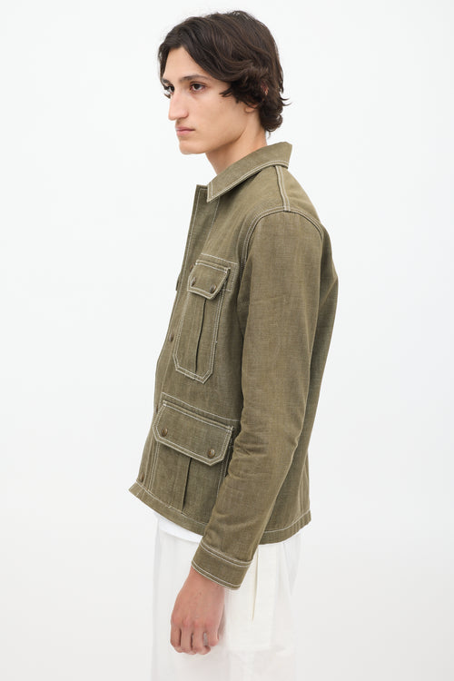 AMI Paris Khaki Green Denim Chore Jacket