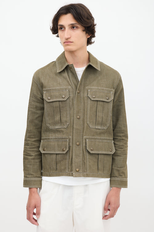 AMI Paris Khaki Green Denim Chore Jacket