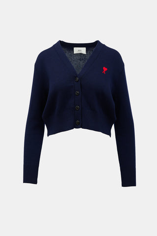 AMI Paris Merino Wool Logo Cardigan