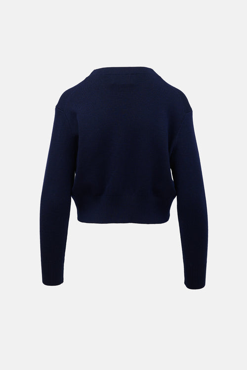 AMI Paris Merino Wool Logo Cardigan
