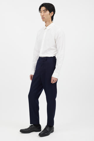 AMI Paris Navy Wool Tapered Trouser