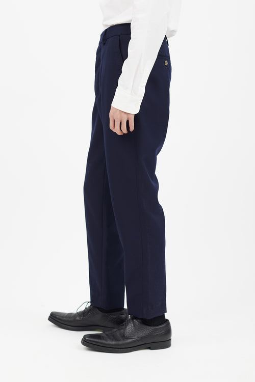 AMI Paris Navy Wool Tapered Trouser