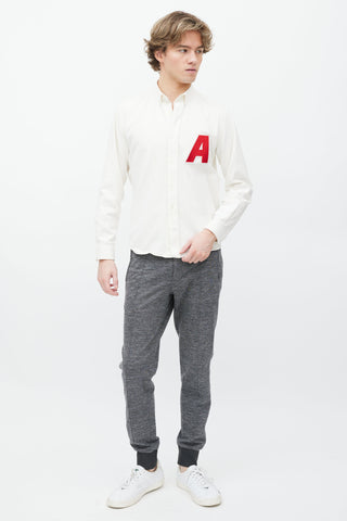 AMI Paris White Cotton Button Up Shirt