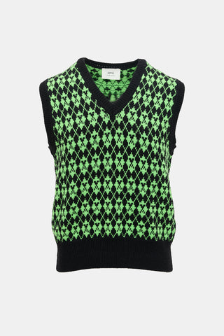 AMI Paris Wool Patterned Sweater Vest