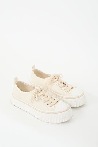 AMI Paris Cream & White Canvas Platform Sneaker