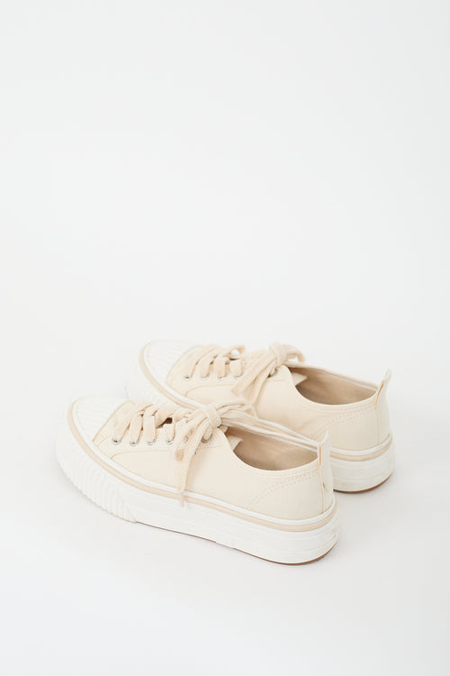 AMI Paris Cream & White Canvas Platform Sneaker