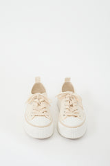 AMI Paris Cream & White Canvas Platform Sneaker
