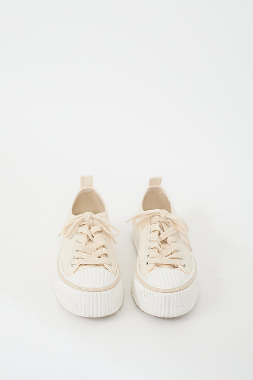 AMI Paris Cream & White Canvas Platform Sneaker