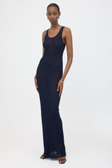 AMI Paris Ribbed Knit Sheer Tank Dress