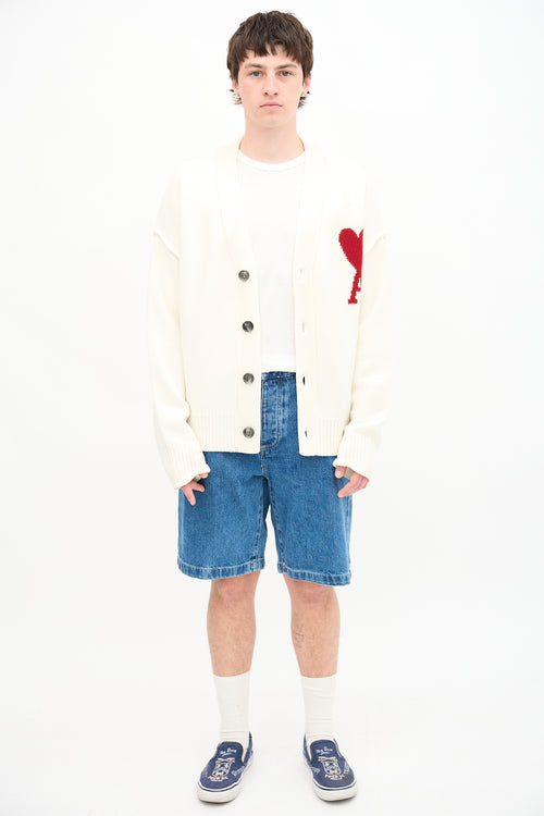 AMI Paris Wool Ami de Cœur Cardigan