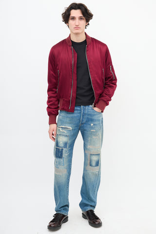 Amiri Burgundy Silk Bomber Jacket