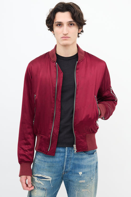 Amiri Burgundy Silk Bomber Jacket