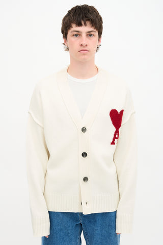 AMI Paris Wool Ami de Cœur Cardigan