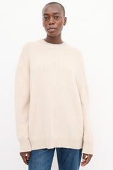 Anine Bing Cream Cashmere Ribbed Sweater