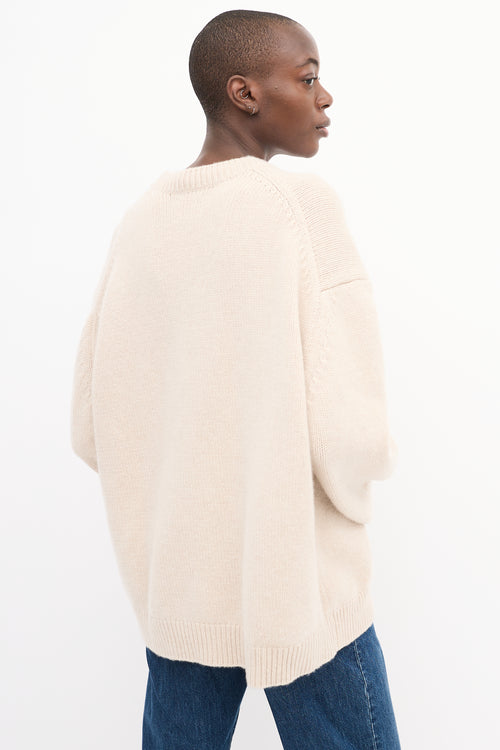 Anine Bing Cream Cashmere Ribbed Sweater