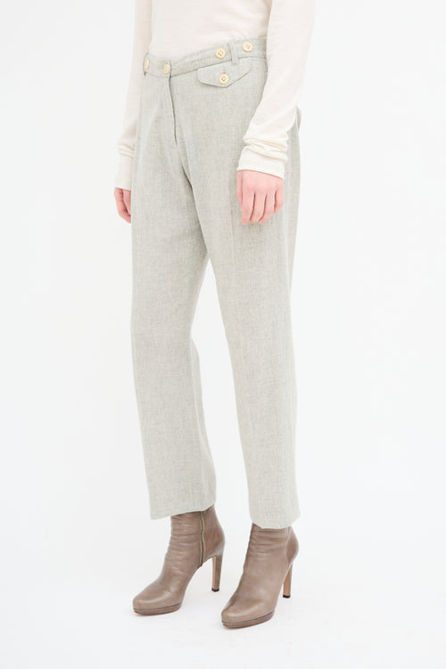 Ann Demeulemeester Grey Button Waist Trouser