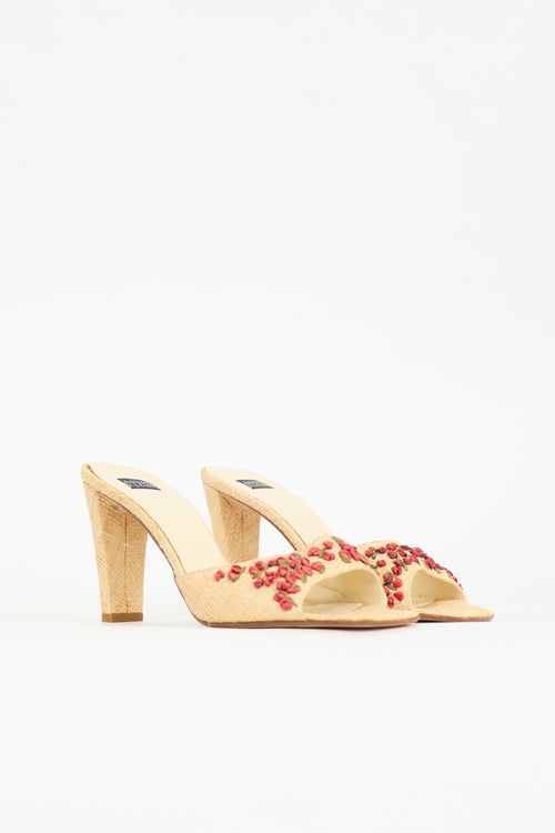 Anne Klein Straw Floral Sandal