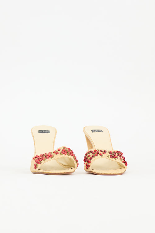 Anne Klein Straw Floral Sandal