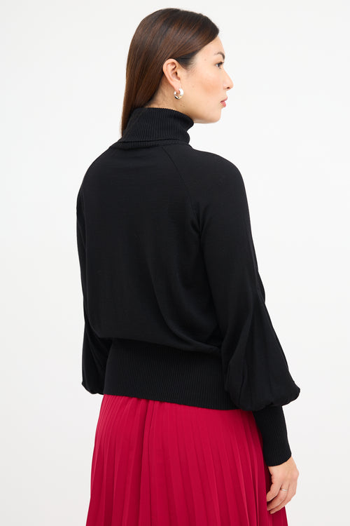 Antonio Berardi Black Wool Embellished Turtleneck Sweater