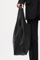 A.P.C. Black Faux Leather Ninon Logo Tote Bag
