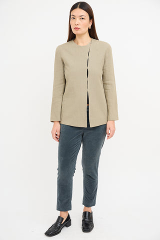 Armani Beige Linen Asymmetrical Blazer