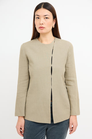 Armani Beige Linen Asymmetrical Blazer