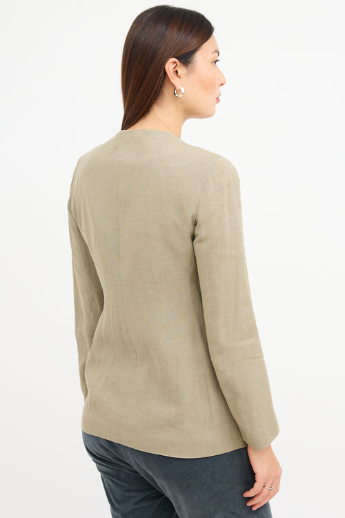 Armani Beige Linen Asymmetrical Blazer