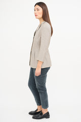 Armani Metallic Silver & Beige Gingham Blazer