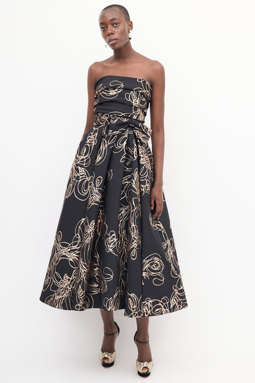 Audrey + Brooks Black & Rose Gold Floral Gown