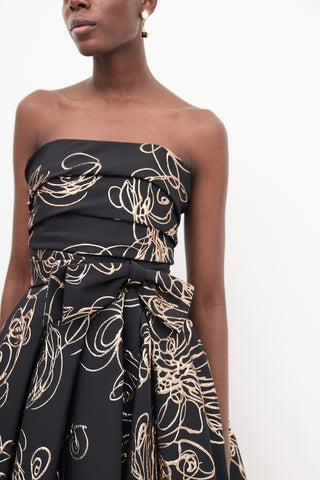 Audrey + Brooks Black & Rose Gold Floral Gown