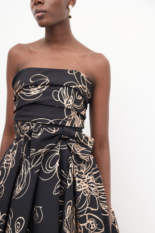 Audrey + Brooks Black & Rose Gold Floral Gown