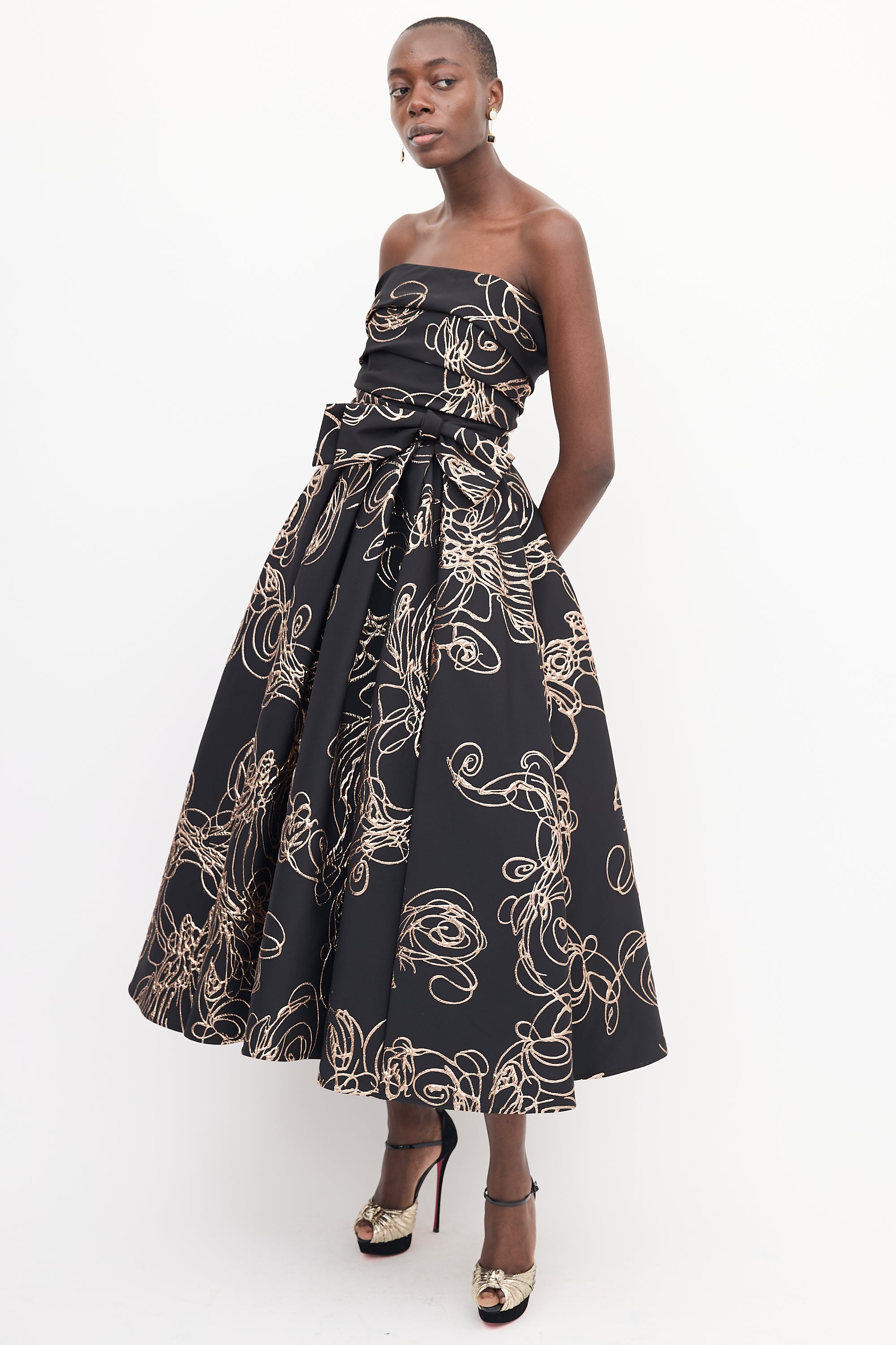 black rose gold dress Audrey + Brooks // Rose Floral Gown – VSP Consignment
