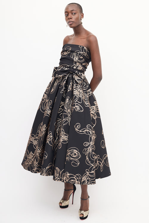 Audrey + Brooks Black & Rose Gold Floral Gown