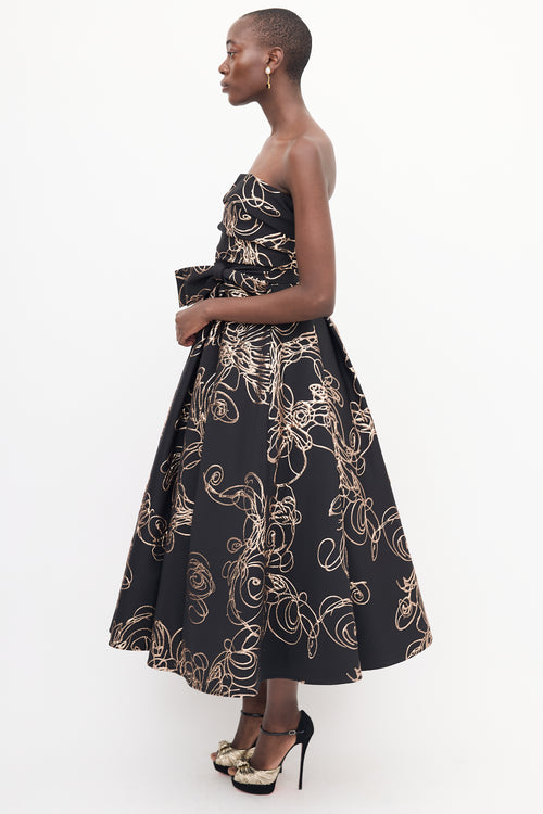 Audrey + Brooks Black & Rose Gold Floral Gown