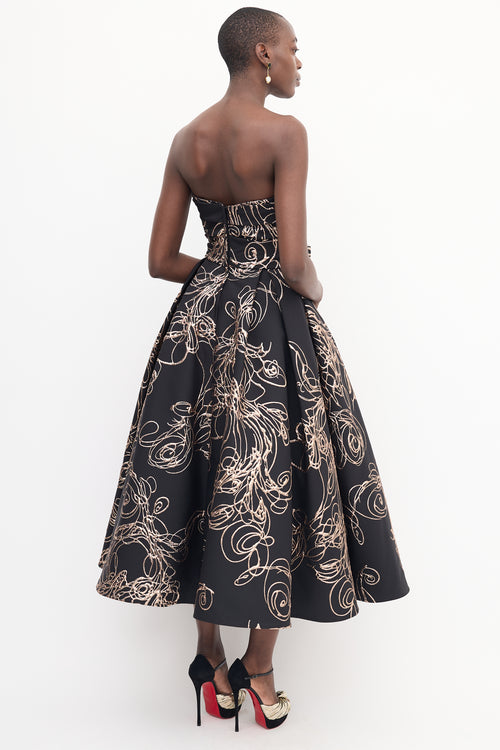 Audrey + Brooks Black & Rose Gold Floral Gown