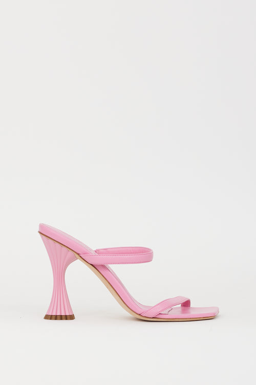 A'mmonde Atelier Pink Leather Andrea Sculptural Heel