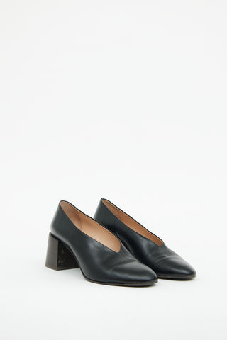 Acne Studios Black Leather Sully Stacked Heel Pump