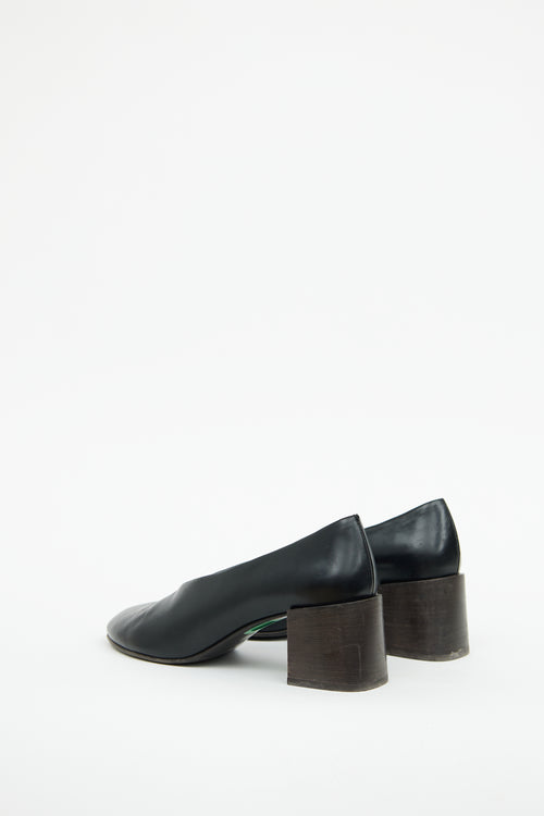 Acne Studios Black Leather Sully Stacked Heel Pump