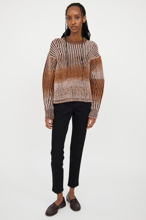 Acne Studios Brown & Pink Wool Blend Rib Knit Sweater